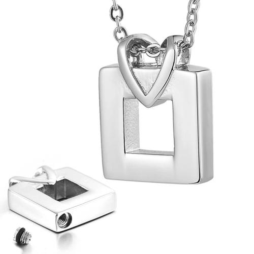 Acier inoxydable 304 Pendentif cercueil cinéraires, Placage de couleur argentée, DIY, argent, 25x20x6mm, Vendu par PC