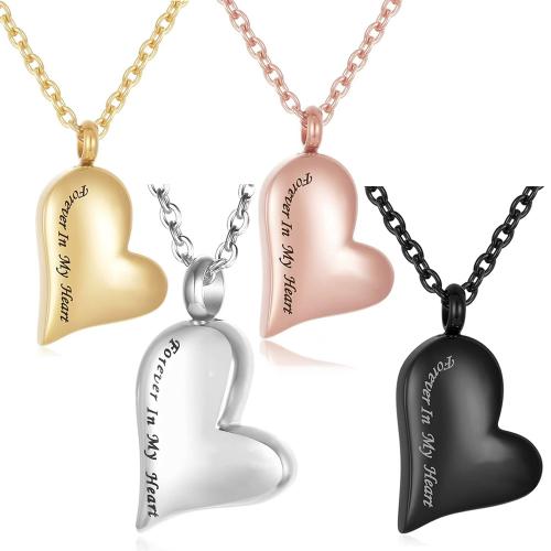 304 Stainless Steel Cinerary Casket Pendant, Heart, silver color plated, DIY, more colors for choice, 30x17mm, Sold By PC