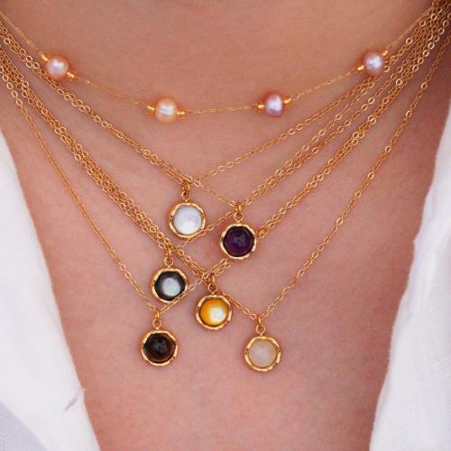 Acier titane collier, avec pierre gemme, avec 2inch chaînes de rallonge, Placage de couleur d'or, styles différents pour le choix & pour femme, Longueur:Environ 15.7 pouce, Vendu par PC