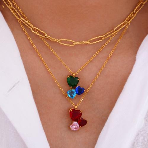 Titanium Steel Jewelry Set, Heart, gold color plated, different styles for choice & for woman & with cubic zirconia, Sold By PC