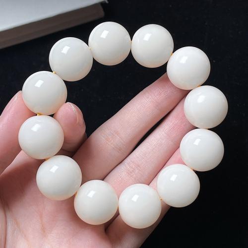 Bodhi Root Bracelet, Round, handmade, Unisex & different size for choice, white, Length:Approx 7 Inch, Sold By PC