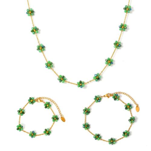 Parures de bijoux en acier inoxydable, Acier inoxydable 304, avec cristal, Placage, bijoux de mode & styles différents pour le choix & pour femme, plus de couleurs à choisir, Vendu par PC
