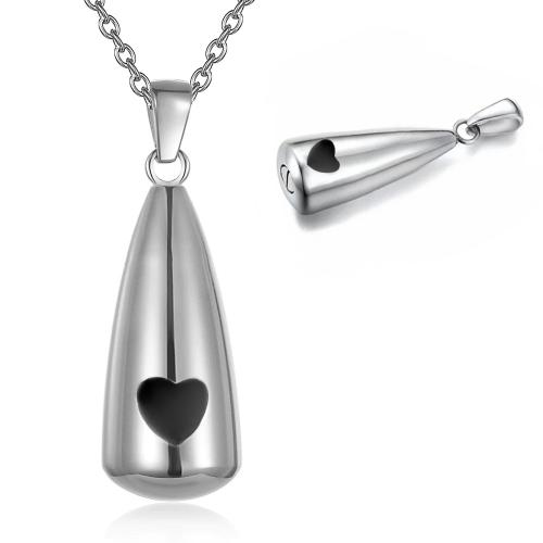 304 Stainless Steel Cinerary Casket Pendant, Perfume Bottle, silver color plated, DIY, silver color, 12x29mm, Sold By PC