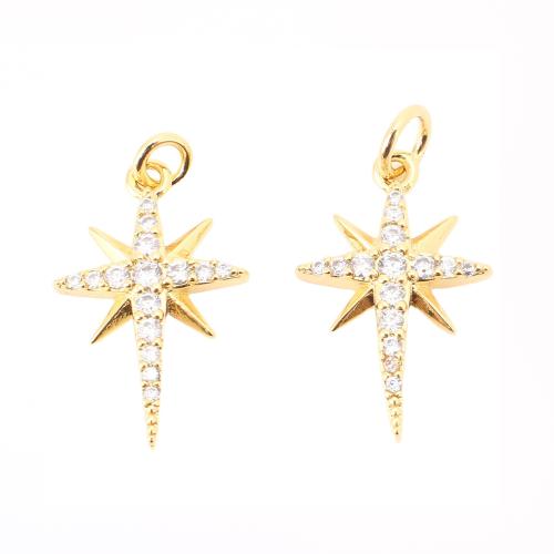 Cubic Zirconia Micro Pave Brass Pendant, DIY & micro pave cubic zirconia, golden, 18x12x2mm, Sold By PC