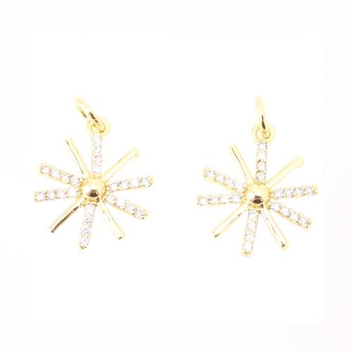 Cubic Zirconia Micro Pave Brass Pendant, Flower, DIY & micro pave cubic zirconia, golden, 16x14x2mm, Sold By PC