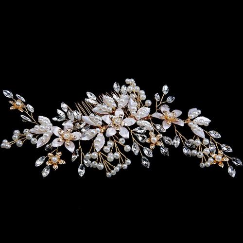 Bridal Decorative Hair Comb, Tibetan Style, with brass wire & Rhinestone & Plastic Pearl, handmade, fashion jewelry & for woman, more colors for choice, 200x80x20mm, Sold By PC