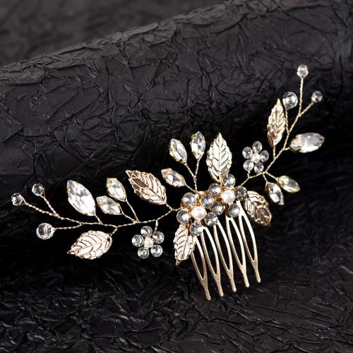 Bridal Decorative Hair Comb, Tibetan Style, with brass wire & Crystal & Plastic Pearl, handmade, fashion jewelry & for woman & with rhinestone, more colors for choice, Sold By PC