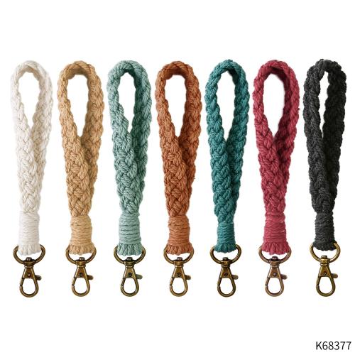 Tibetan Style Key Clasp, with Cotton Thread, handmade, DIY, more colors for choice, Sold By PC