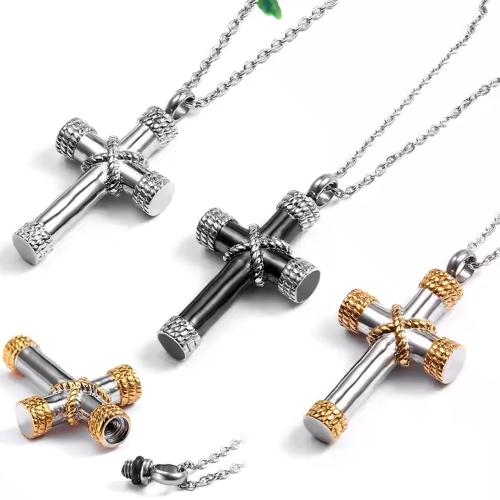 304 Edelstahl Cinerary Sarg Halskette, Kreuz, plattiert, DIY, keine, 37x20mm, verkauft von PC