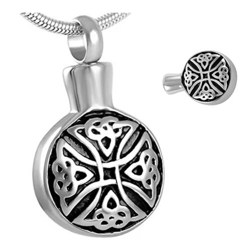 304 Stainless Steel Cinerary Casket Pendant, Round, silver color plated, DIY, mixed colors, Sold By PC