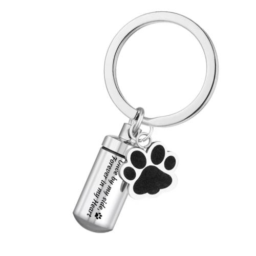 304 Stainless Steel Cinerary Casket Key Chain, Column, silver color plated, DIY, mixed colors, Sold By PC