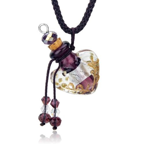 Glass Perfume Bottle Necklace, with Polyester Cord, handmade, fashion jewelry & Unisex, more colors for choice, Length:Approx 48-68 cm, Sold By PC