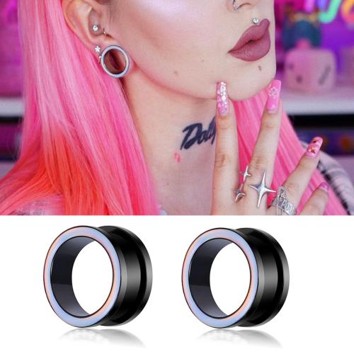 304 Stainless Steel Piercing Tunnel, plated, Unisex & enamel, more colors for choice, Sold By Pair