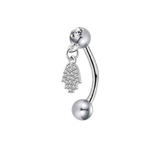 304 Stainless Steel Piercing Earring, with Brass, plated, Unisex & different styles for choice & with rhinestone, silver color, 1.20x8x3mm, Sold By PC