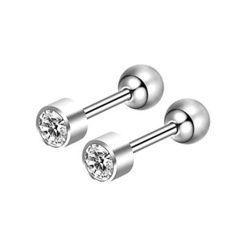 304 Edelstahl Ohrstecker, rund, unisex & mit Strass, originale Farbe, 6x1.20x4mm, verkauft von PC