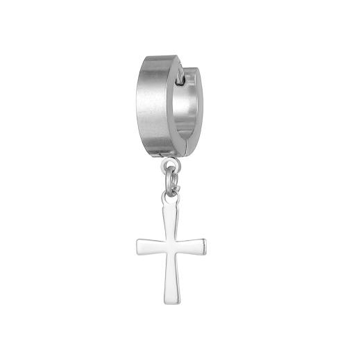 304 Edelstahl Huggie Hoop Ohrhänger, Kreuz, plattiert, Modeschmuck & unisex, keine, 14x30mm, verkauft von PC