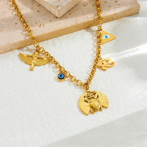 Collar de acero inoxidable de la joyería, acero inoxidable 304, con Nácar, chapado, diferentes estilos para la opción & para mujer, dorado, Vendido por UD