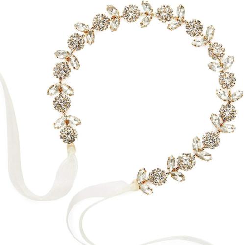 Bridal Hair Wreath, Brass, with Glass Rhinestone & Polyester, handmade, fashion jewelry & for bridal, more colors for choice, 350mm, Sold By PC