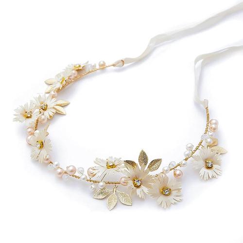 Bridal Hair Wreath, Plastic Pearl, with brass wire & Cloth, handmade, fashion jewelry & for bridal & with rhinestone, more colors for choice, Sold By PC