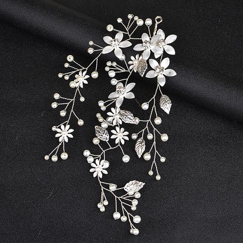 Bridal Hair Flowers, Tibetan Style, with brass wire & Rhinestone & Plastic Pearl & Iron, handmade, fashion jewelry & for bridal, more colors for choice, 240x120mm, Sold By PC