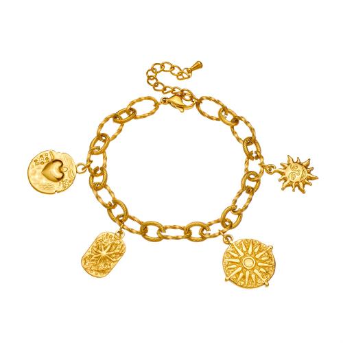 Bijoux bracelet en acier inoxydable, Acier inoxydable 304, Placage, bijoux de mode & pour femme, doré, Vendu par PC