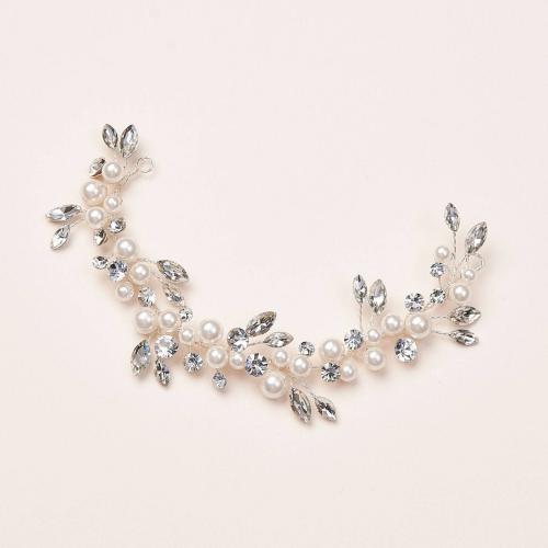 Bridal Hair Wreath, Plastic Pearl, with brass wire & Rhinestone, handmade, fashion jewelry & for bridal, more colors for choice, Length:Approx 18 cm, Sold By PC