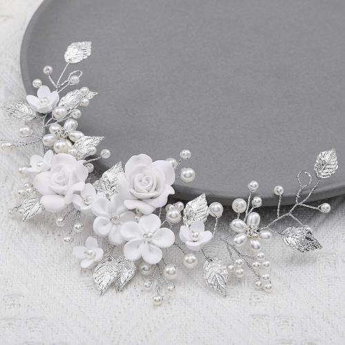 Bridal Hair Wreath, Tibetan Style, with brass wire & Polymer Clay & Plastic Pearl, handmade, fashion jewelry & for bridal, more colors for choice, Sold By PC