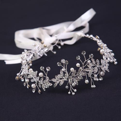 Bridal Hair Wreath, Tibetan Style, with brass wire & Plastic Pearl, handmade, fashion jewelry & for bridal & with rhinestone, more colors for choice, 750x50mm, Sold By PC