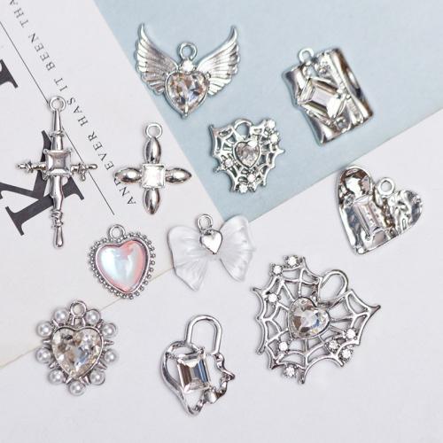 Zinc alliage strass Pendants, alliage de zinc, Placage, DIY & avec strass, 10PC/sac, Vendu par sac