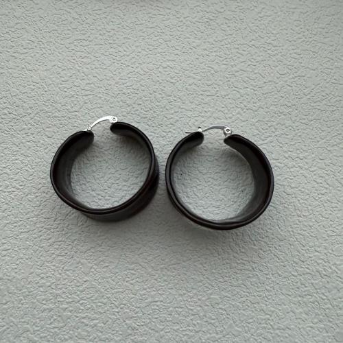 Brass Leverback Earring, plated, fashion jewelry & for woman & enamel, coffee color, 46x32mm, Sold By Pair