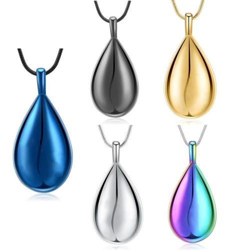 304 Stainless Steel Cinerary Casket Pendant, Teardrop, plated, DIY, more colors for choice, 15x30mm, Sold By PC