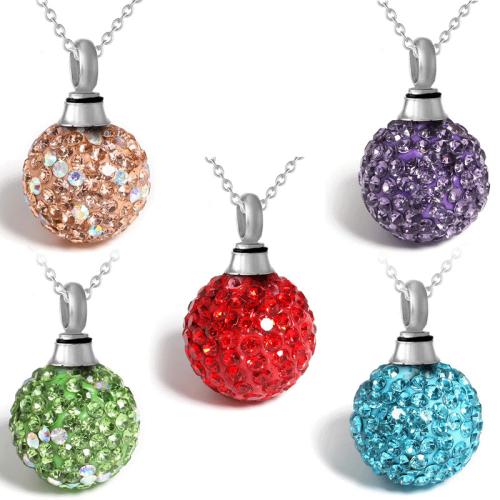 Crystal Cinerary Casket Pendant, Round, plated, DIY & with rhinestone, more colors for choice, Sold By PC