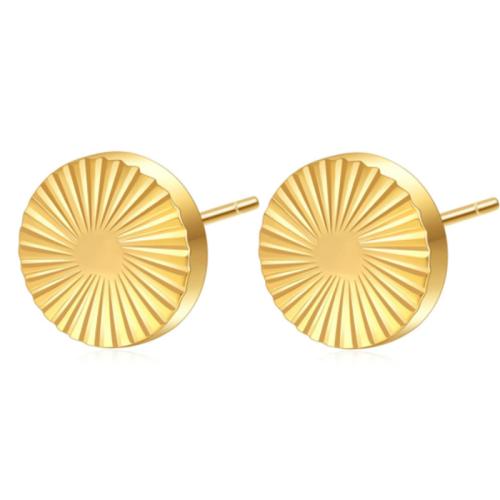 Acier inoxydable 304 boucle d oreille dormeuse, Rond, Placage de couleur d'or, normes différentes pour le choix & pour femme, Vendu par paire