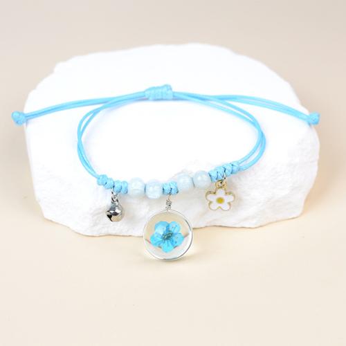 Glass Bracelet, with Korean Waxed Cord & Porcelain & Tibetan Style, handmade, fashion jewelry & for woman, more colors for choice, Length:Approx 6-10 Inch, Sold By PC