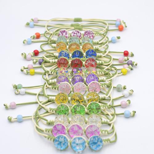 Glass Bracelet, with Korean Waxed Cord & Dried Flower, handmade, fashion jewelry & for woman, more colors for choice, Length:Approx 6-10 Inch, Sold By PC
