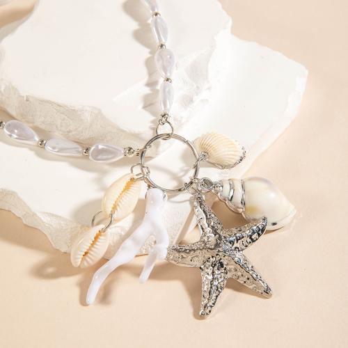 Plastic Pearl Necklace, with Shell, fashion jewelry, more colors for choice, Sold By PC