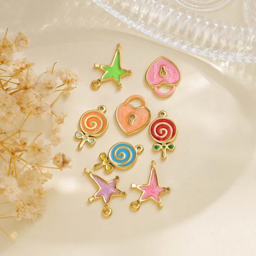 304 Stainless Steel Pendant, gold color plated, DIY & enamel, more colors for choice, nickel, lead & cadmium free, 10PCs/Bag, Sold By Bag