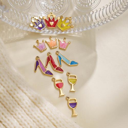 304 Stainless Steel Pendant, gold color plated, DIY & enamel, more colors for choice, nickel, lead & cadmium free, 10PCs/Bag, Sold By Bag