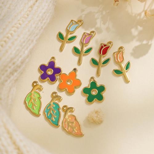 304 Stainless Steel Pendant, gold color plated, DIY & enamel, more colors for choice, nickel, lead & cadmium free, 10PCs/Bag, Sold By Bag