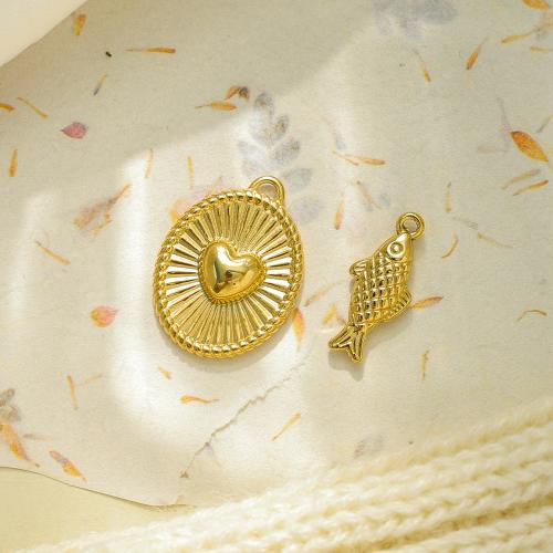 304 Stainless Steel Pendant, Heart, gold color plated, DIY, golden, nickel, lead & cadmium free, 10PCs/Bag, Sold By Bag
