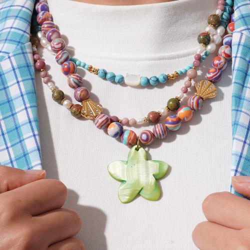 Acier titane collier, avec Pierre naturelle & perle de plastique, bijoux de mode, plus de couleurs à choisir, Vendu par PC