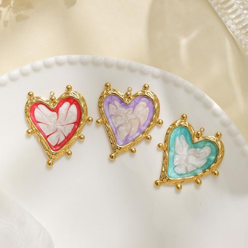 304 Stainless Steel Pendant, Heart, gold color plated, DIY & enamel, more colors for choice, nickel, lead & cadmium free, 10PCs/Bag, Sold By Bag