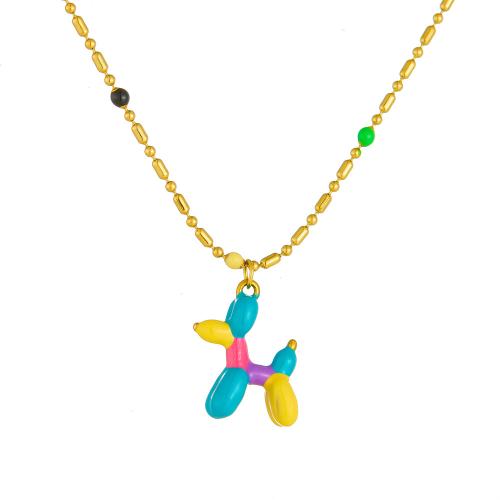 Stainless Steel Jewelry Necklace, 304 Stainless Steel, gold color plated, fashion jewelry & for woman & enamel, Sold By PC