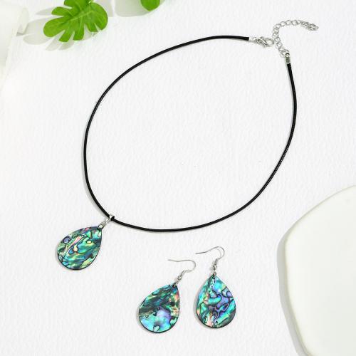 Nácar de Abulón Conjunto de joya, con Cordón de cera & aleación de zinc, Gota, chapado, natural & diferentes estilos para la opción & para mujer, Vendido por UD