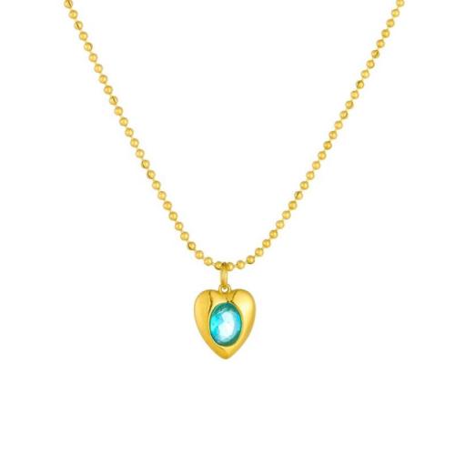 Stainless Steel Jewelry Necklace, 304 Stainless Steel, with Glass Rhinestone, gold color plated, fashion jewelry & for woman, Sold By PC
