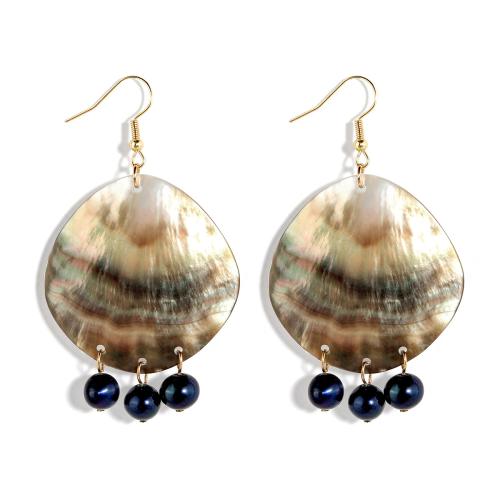 Black Shell Drop Earring, with Pearl Oyster & Tibetan Style, fashion jewelry & for woman, Sold By Pair