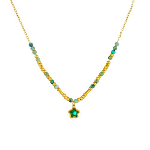 Stainless Steel Jewelry Necklace, 304 Stainless Steel, with Resin, gold color plated, fashion jewelry & for woman & with rhinestone, Sold By PC