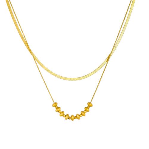 Stainless Steel Jewelry Necklace, 304 Stainless Steel, 18K gold plated, Double Layer & fashion jewelry & for woman, Sold By PC