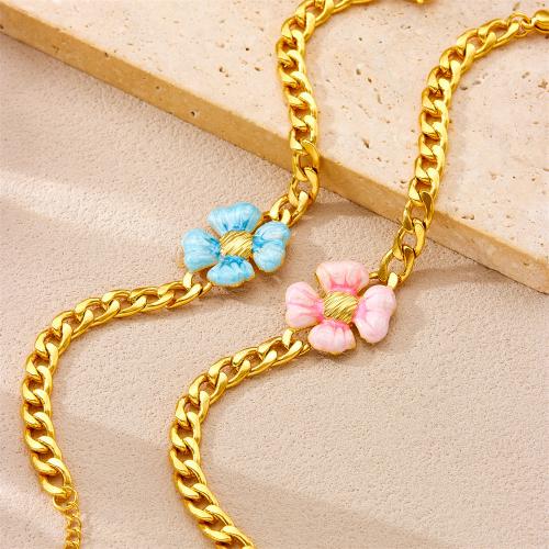 Stainless Steel Jewelry Bracelet, 304 Stainless Steel, plated, different styles for choice & for woman & enamel, golden, Sold By PC