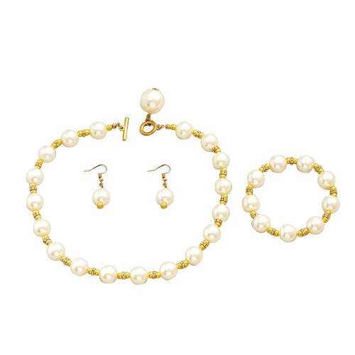 metal Conjunto de joya, con Perlas plásticas, Joyería & para mujer, Vendido por Set